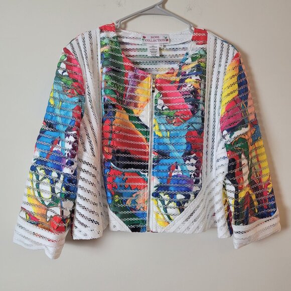 Rose Collection Dress & Jacket Womens 18 white Bright pop mesh A-line midi RC192 - Picture 7 of 16